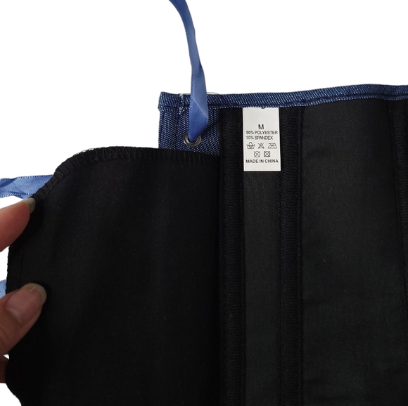 *** SOLD *** Corset in Dark Blue w Boning and Satin Lace-up Back XS - M - Picture 10 of 13